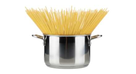 Isolated Spaghetti in Stainless Steel Pot
