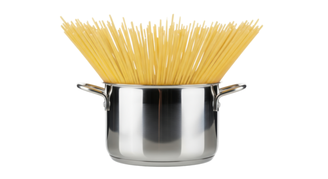 Isolated Spaghetti in Stainless Steel Pot