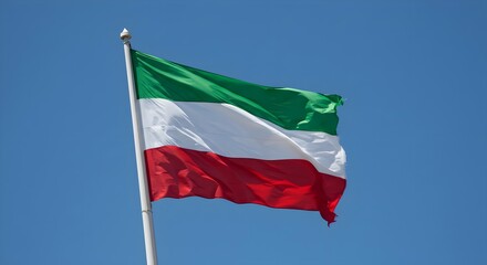 Italy, Italian, Flag, Italian Flag Waving in Blue Sky