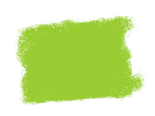 Abstract lime green painted brushstroke with textured edges on a black background