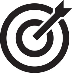A simple illustration of a bullseye target with an arrow hitting the center of the target