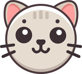 Adorable cat face illustration with big eyes and whiskers for a cute design