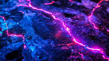 Bright electric patterns emerge on a dark surface creating a vivid and dynamic visual effect