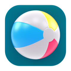 Beach ball App 3d render icon in cartoon plastic style minimal isolated on transparent white background	
