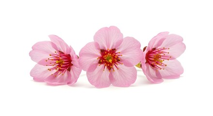 Cherry blossom, Cherry blossoms, Pink flowers, Three Pink Cherry Blossoms on White Background