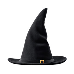 Black Witch Hat Isolated on White Background, Perfect for Halloween Costume and Themed Parties Transparent background or PNG