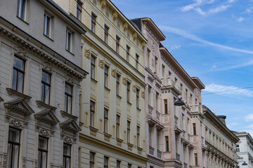Row of Historic Stone Buildings near the Schottenfeld Area of Vienna Austria