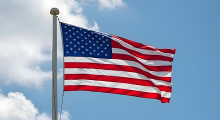 Obraz premium American flag, Us flag, Stars and stripes, American Flag Waving in Blue Sky