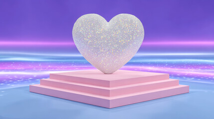 Heart shaped object placed on pink steps