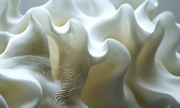 Abstract Undulating White Formations with Intricate Dot Matrix Patterns and Smooth Curves for Adobe Stock Photo
