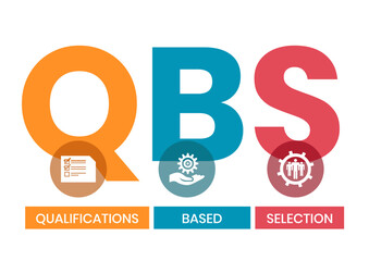 QBS - Qualifications Based Selection acronym. business concept background. vector illustration concept with keywords and icons. lettering illustration with icons for web banner, flyer, landing page