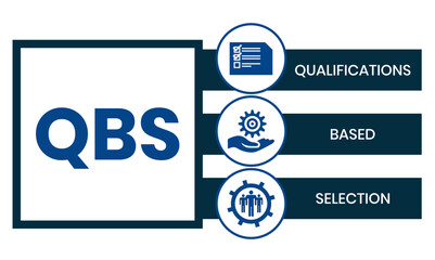 QBS - Qualifications Based Selection acronym. business concept background. vector illustration concept with keywords and icons. lettering illustration with icons for web banner, flyer, landing page