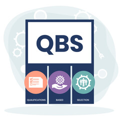 QBS - Qualifications Based Selection acronym. business concept background. vector illustration concept with keywords and icons. lettering illustration with icons for web banner, flyer, landing page