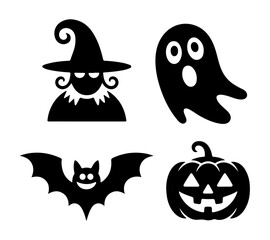Halloween Pumpkin Icon Set with Spooky and Fun Holiday Illustrations vector