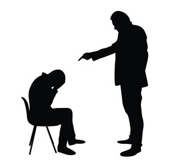 Business Man is Being Bullied at Work Silhouette. People and workspace conflicts concept vector art