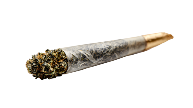 A rolled up cigarette with a gold tip