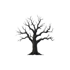 Obraz premium Leafless dark tree with intricate branches isolated on white background for artistic and seasonal themes Transparent background or PNG