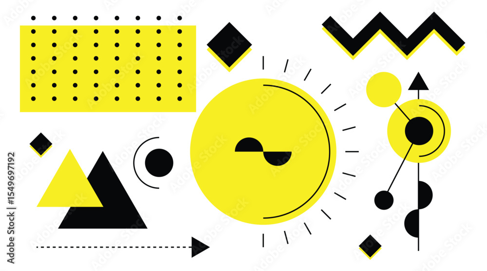 Poster Geometry and Geometric Figures Colorful Abstract Background Yellow Black. Graphic design elements and resources vector art