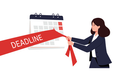 Businesswoman facing deadline challenge with calendar in office illustration vector illustration