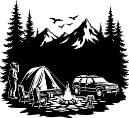 Hiking mountain outdor vector bundle