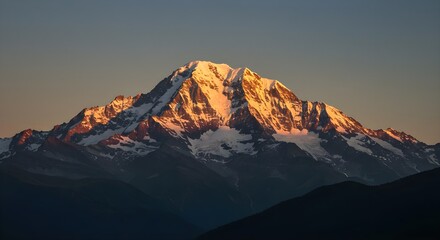 Mountain, Mountains, Peak, Majestic Sunset Over Snow-Capped Mountain Peak