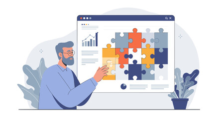 Business strategy and problem solving concept with puzzle pieces for creative solution design vector illustration