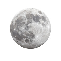Obraz premium Full Moon Brightly Illuminating Night Sky with Detailed Surface Texture and Craters for Natural Science and Astronomy Themes Transparent background or PNG