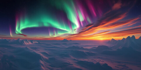 Stunning natural lights display during sunset hour

