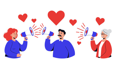 Spreading love and positivity through communication and unity - vector illustration for design