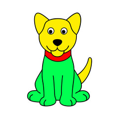 outline vector illustration of a cute dog sitting