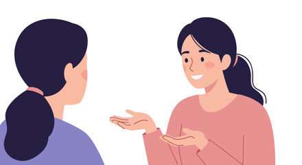 Obraz premium Friendly conversation between women in minimalist vector style vector illustration