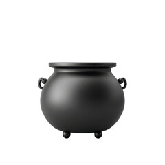 Black Cauldron with Handles on Plain Background Suitable for Cooking or Decorative Purpose Transparent background or PNG