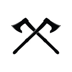 Crossed axes silhouette white background