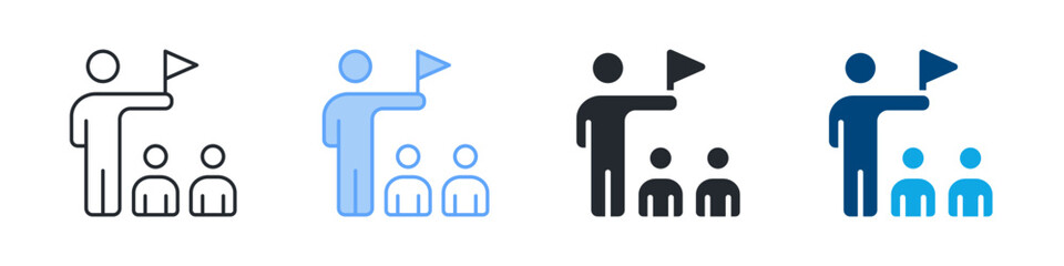 Leadership Icon Set Multiple Style. Designed In Outline, Blue, Glyph, Dual Tone