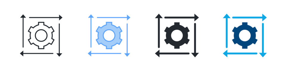 Adaptability Icon Set Multiple Style. Designed In Outline, Blue, Glyph, Dual Tone