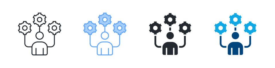 Proficiency Icon Set Multiple Style. Designed In Outline, Blue, Glyph, Dual Tone