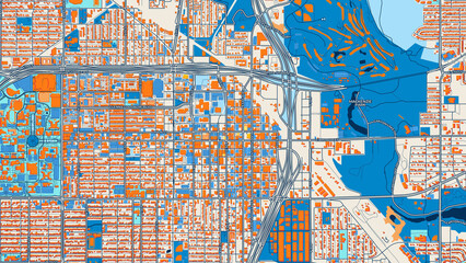 Colorful Lubbock Street Map with Labels and Buildings