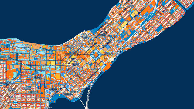 Colorful Madison Street Map with Labels and Buildings