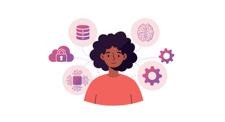 Artificial intelligence and technology concept with diverse elements for educational design vector illustration