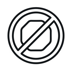 Flat stop sign icon. Line art vector illustration on white background.