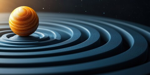 Fototapeta premium Quantum Computing superposition concept. Futuristic depiction of a planet on rippling waves.