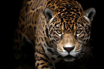 Obraz premium A stunning jaguar glides like a striped arrow, fierce and flawless in its jungle ballet.