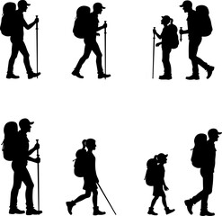 Naklejka premium Mountain Climbing Silhouettes vector