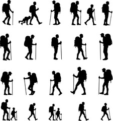 Obraz premium Mountain Climbing Silhouettes vector