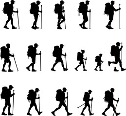 Naklejka premium Mountain Climbing Silhouettes vector