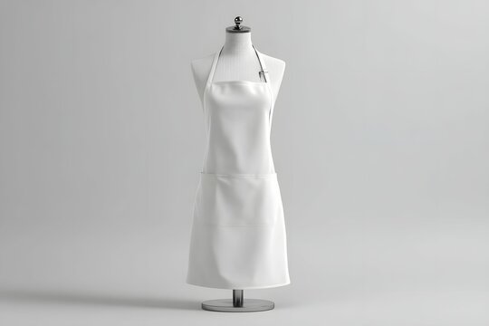 A blank white apron dressed on style's stage, ready for Thanksgiving craft sugarplums.