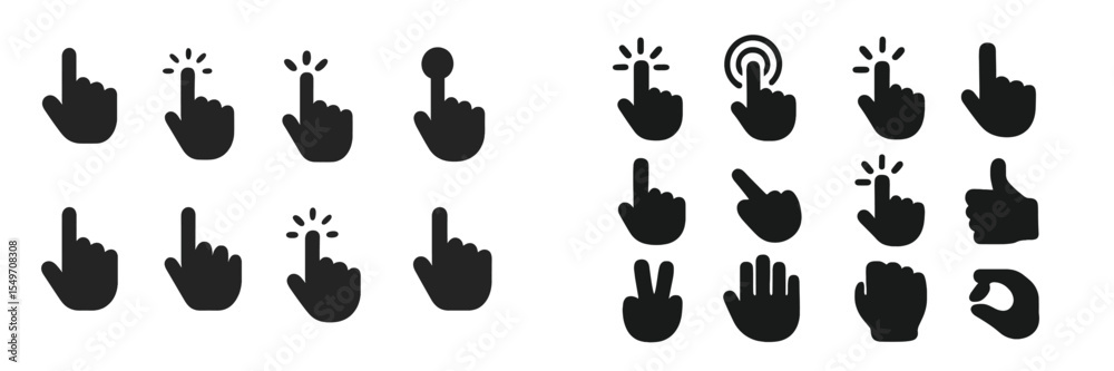Poster Various hand gesture icons representing different actions and expressions in digital communication