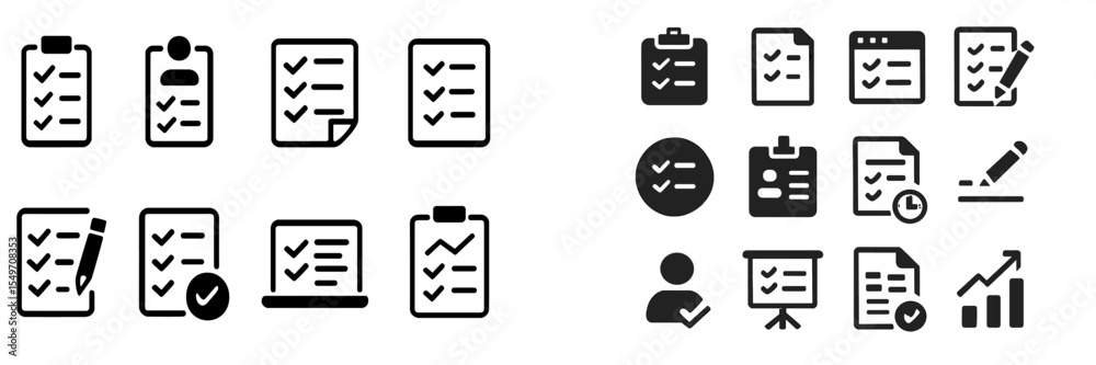 Aufkleber Visual collection of checklist icons in various styles representing organization and task management