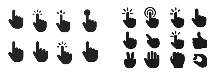 Fototapeta premium Various hand gesture icons representing different actions and expressions in digital communication