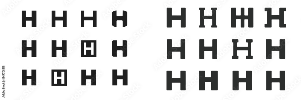 Poster variations of the letter h in diverse artistic styles showcasing creativity and design techniques